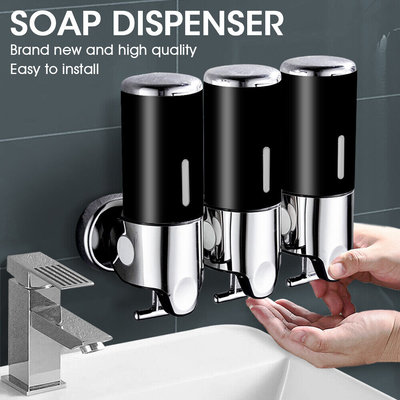 Bathroom Shower Soap Shampoo Gel Dispenser Pump Wall 1500ml Black 3 Bottles $39.99 (RRP $84.99) @ eBay AU