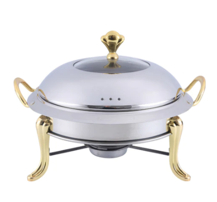 SOGA Stainless Steel Gold Accents Round Buffet Chafing Dish Cater Food Warmer Chafer $102.50 (RRP $160.50) @ Hey Hey