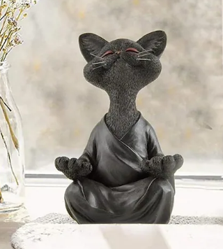 Whimsical Black Buddha Cat Figurine Meditation Yoga Collectible Happy Cat Black $22.59 (RRP $49.28) @ Light In The Box