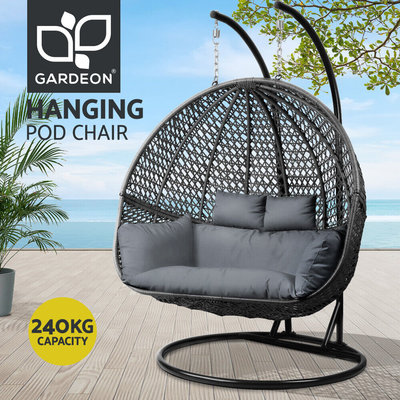 Gardeon Egg Hammock Swing Chair Outdoor Furniture Lounge Hanging Wicker 2 Person $915.95 (RRP $1833.99) @ eBay AU