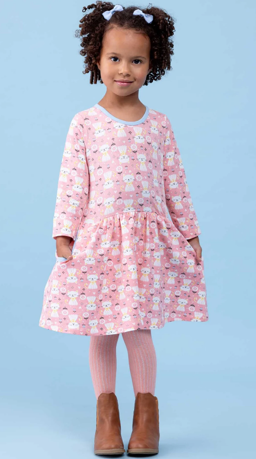 Elsa Long Sleeve Pink Smitten Kitten Dress $27.48 (RRP $64.95) @ Oobi