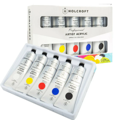 Holcroft Professional Impasto Acrylic Paint Tubes Back to Basics 5x 80ml Set $19.99 (RRP $39.99) @ Riot Stores