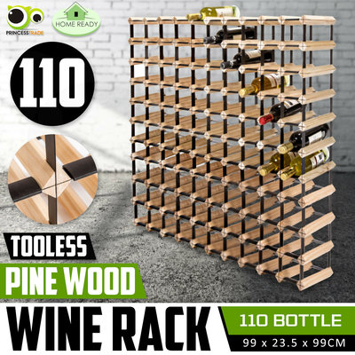 110 Bottle Timber Wine Rack Wooden Storage System Cellar Organiser Stand Display $162.90 (RRP $369) @ eBay AU