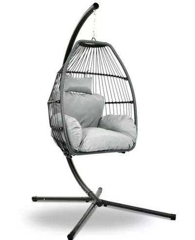 Isabella Hanging Egg in Grey Wicker Stylish Suspended Swing Chair $426.95 (RRP $1098.95) @ Dreamo