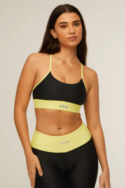 T-Back Panel Sports Bra Navy/Fluro Yellow $30 (RRP $59.99) @ Exie Studio