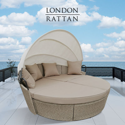 LONDON RATTAN Day Bed Daybed Sofa Garden Wicker Round Outdoor Furniture $644 (RRP $1049) @ eBay AU