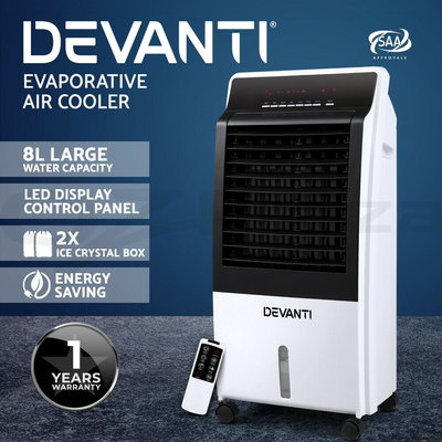 Devanti Evaporative Air Cooler Portable Fan Cooling Remote Control LED Display $147.95 (RRP $233.99) @ eBay AU