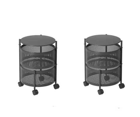 SOGA 2X 2 Tier Steel Round Rotating Kitchen Cart Multi-Functional Shelves with Wheels $129.50 (RRP $209.50) @ Hey Hey