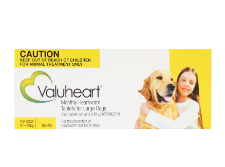 Buy Valuheart Heartworm Tablets For Large Dogs 21 To 40Kg (Gold) Online at best price with free shipping @ Vet Supply