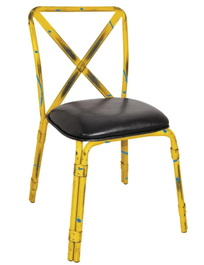 Bolero Antique Yellow Steel Chairs with Black PU Seat (Pack of 4) $249.90 (RRP $499.90) @ Nisbets