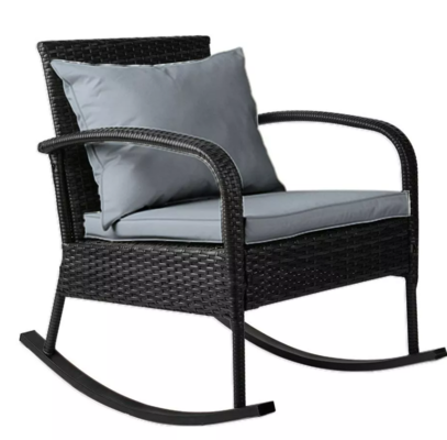 Mayu Outdoor Wicker Rocking Chair in Black Resin Rattan $172.08 (RRP $325) @ Dreamo