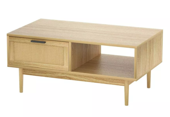 Modern Rattan Coffee Table with Storage Drawers $133.83 (RRP $259.90) @ Dreamo