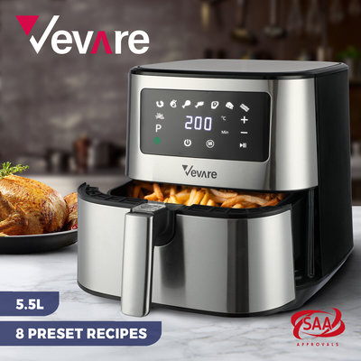 Vevare Air Fryer 5.5L Airfryers Electric Digital Oil Free Kitchen Cooker Silver $99.90 (RRP $300.90) @ eBay AU