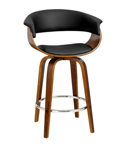 Leather and Wood Rotating Barstool Black $177.60 (RRP $335.95) @ Dreamo