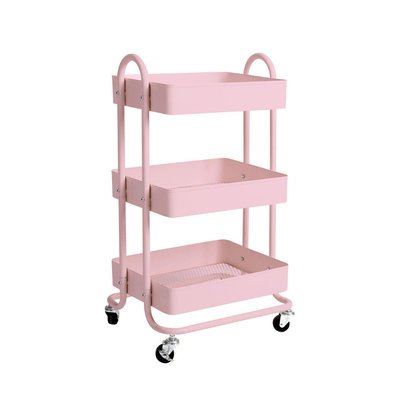 Levede 3 Tiers Kitchen Trolley Cart Steel Storage Rack Shelf Organiser Pink $45.99 (RRP $124.99) @ eBay AU