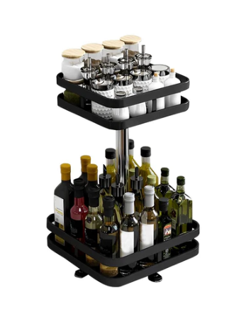 SOGA 2 Tier Steel Black Square Rotating Multi-Function Organiser Shelf $35.50 (RRP $55.50) @ Hey Hey