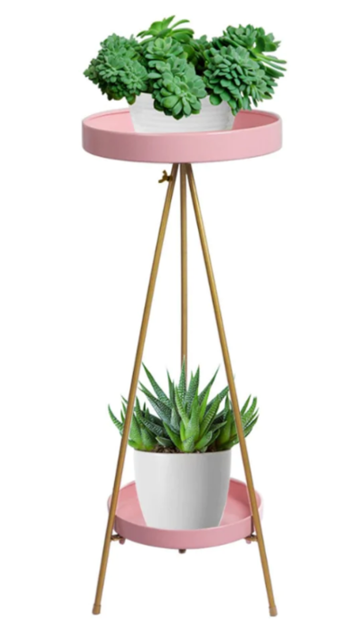 Levede Plant Stand 2 Tiers Outdoor Indoor Metal Flower Pots Rack Garden Pink $54.95 (RRP $109) @ Momentous Living