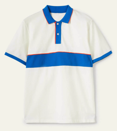 Piqué Polo Shirt Snowdrop/Blithe Chest Stripe $42.50 (RRP $85) @ Boden Clothing