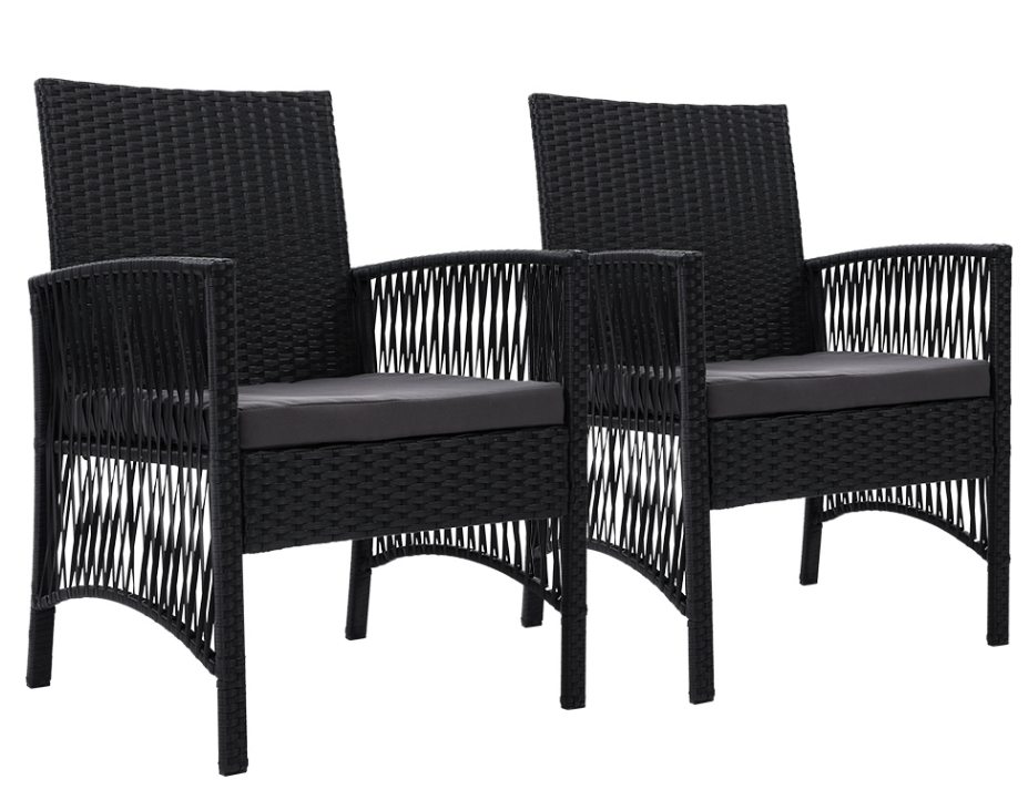 Set of 2 Wicker Cushioned Patio Chairs $227.95 (RRP $328.90) @ Dreamo