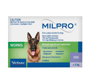 BUY Milpro for Dogs – Allwormer Tablets 5 - 25 KG Online at best price @ Vet Supply