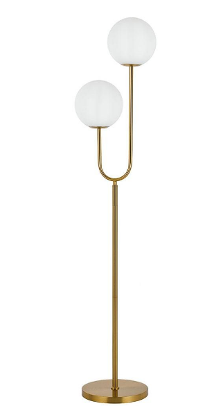 Eterna Metal & Glass Floor Lamp 2 Light Antique Gold / Opal $268 (RRP $393) @ Living Styles