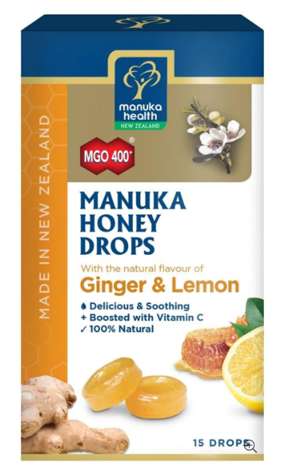 Manuka Health Manuka Honey Drops Ginger & Lemon (15 Drops) $6.60 (RRP $9.99) @ Mr Vitamins