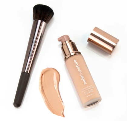 Luminous Sheer Liquid Foundation & Round Foundation Brush Duo $44.95 (RRP $64.90) @ Nude By Nature