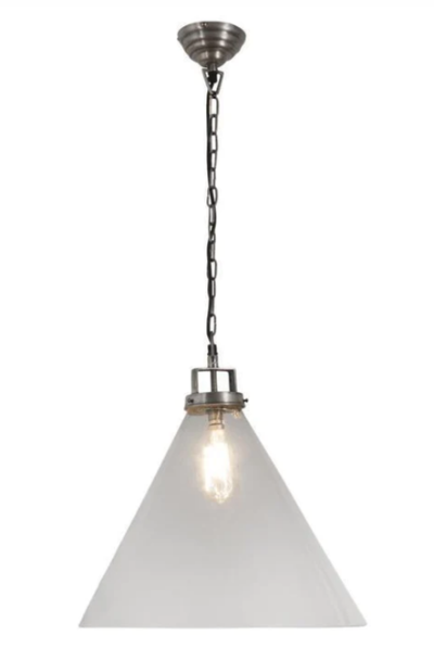 Heston 29cm Glass Pendant Nickel $90 (RRP $225) @ One World Collection