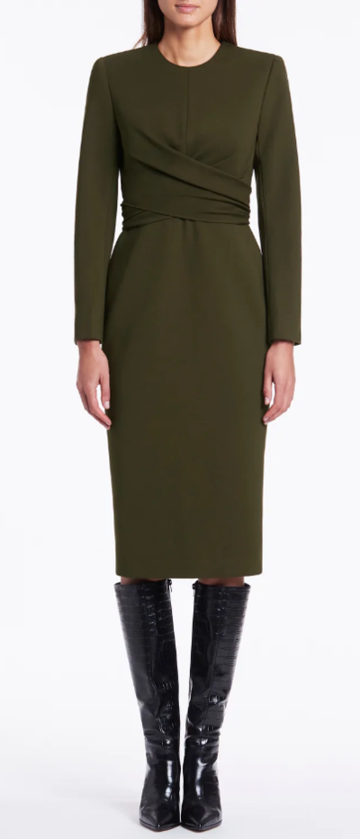 Olive Ponte Wow Wrap Dress $629 (RRP $899) @ Carla Zampatti