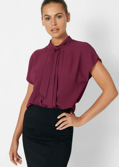 Yuna Tie Neck Blouse Plum $29 (RRP $59.99) @ Forcast