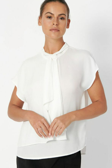 Yuna Tie Neck Blouse Ivory $29 (RRP $59.99) @ Forcast