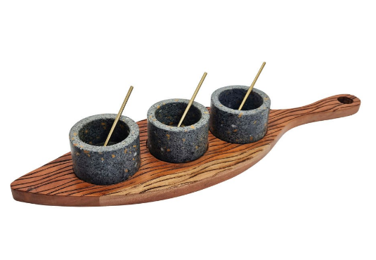 Terra Terrazzo & Acacia Timber Condiment Bowl Set $85 (RRP $179) @ Living Styles