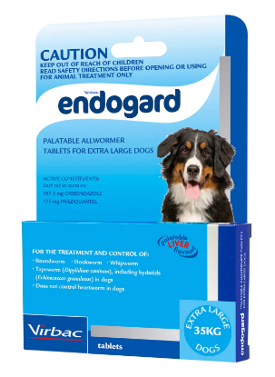 BUY ENDOGARD FOR DOGS FOR EXTRA LARGE DOGS 35KG (BLUE) ONLINE AT BEST PRICE WITH FREE SHIPPING @ Vet Supply