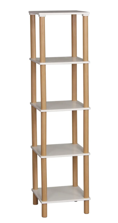 Dexter 5-Tier Square Display Shelf Unit Cabinet White/oak $65 (RRP $99) @ Momentous Living