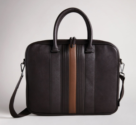 Nevver Striped PU Document Bag Brown-Chocolate $125 (RRP $179) @ Ted Baker