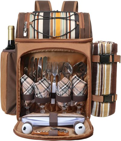 Hap Tim Picnic Backpack Cooler for 4 Person with Insulated Leakproof Cooler Bag Brown $84.99 (RRP $159.99) @ Amazon AU