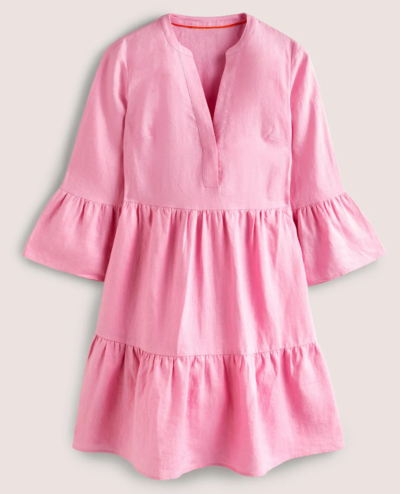 Relaxed Linen Tiered Dress Cherry Blossom $114 (RRP $190) @ Boden Clothing