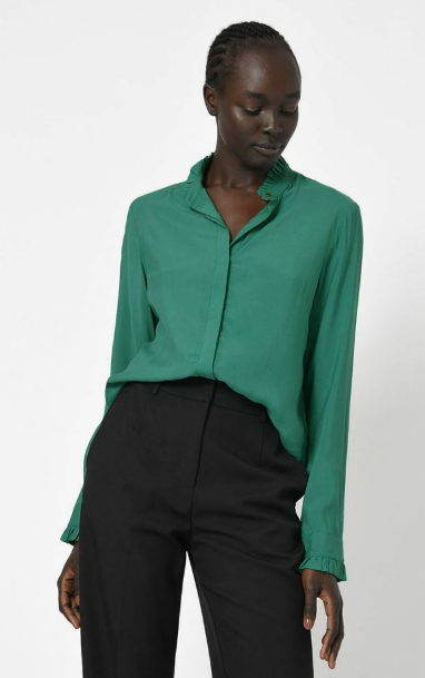 Frida Ruffle Trim Blouse Jewel Green $49 (RRP $69.99) @ Forcast