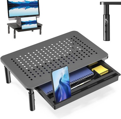 Zumist Computer Monitor Stand Riser with Drawer Organizer (Black) $25.49 (RRP $39.99) @ Amazon AU