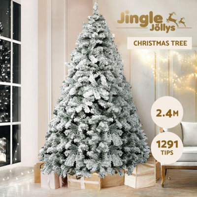 Jingle Jollys Christmas Tree 2.4M Xmas Trees Decorations Snowy 1291 Tips $203.95 (RRP $358.99) @ eBay AU