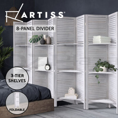 Artiss Room Divider Screen 8 Panel Privacy Foldable Dividers Timber Stand Shelf $287.95 (RRP $517.99) @ eBay AU