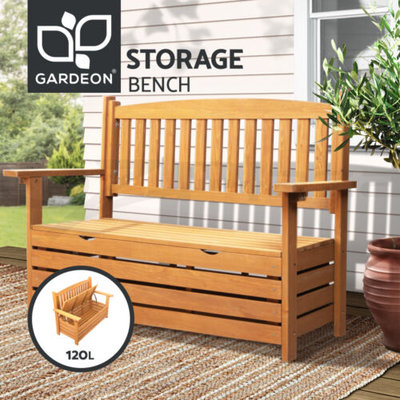 Gardeon Outdoor Storage Bench Box Wooden Garden Chair 2 Seat Timber Furniture $155.95 (RRP $259.99) @ eBay AU