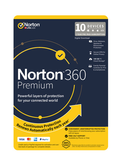 Norton 360 Premium 2022 Edition 10 Devices 12 Months PC, MAC, Android, iOS $99 (RRP $299) @ Device Deal