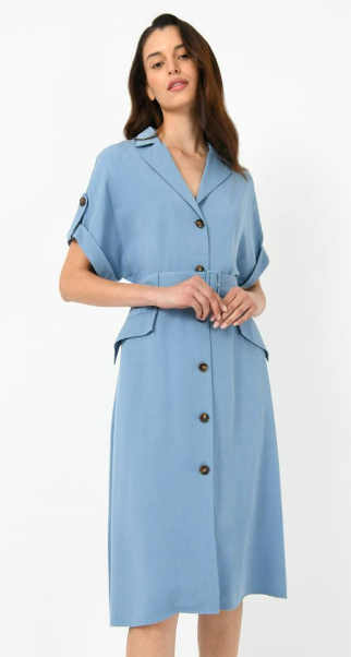 Mandy Short Sleeve Shirt Dress Dusk Blue $79 (RRP $119.99) @ Forcast