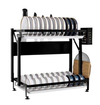 SOGA 2 Tier Steel Black Kitchen Countertop Drying Dish Rack Kitchen Organiser $72.50 (RRP $113.50) @ Hey Hey