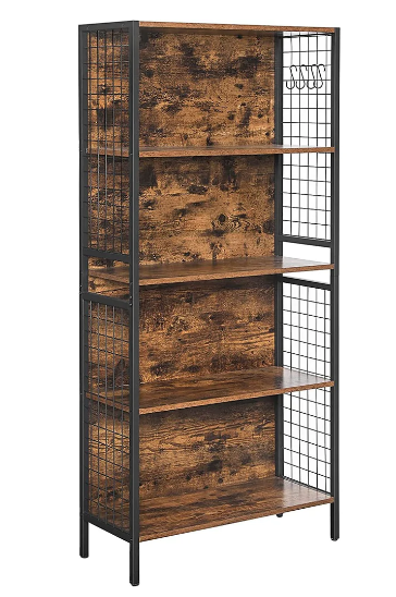 VASAGLE 4 Tiers Bookcase Office Storage Shelf Rustic Brown and Black LBC023B01 $285 (RRP $531) @ Kings Warehouse