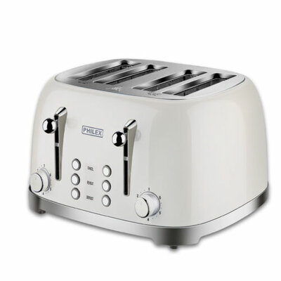 Classic White Retro 4 Slice Electric Automatic Toaster Stainless Extra Wide Slot $99.99 (RRP $149.99) @ eBay AU