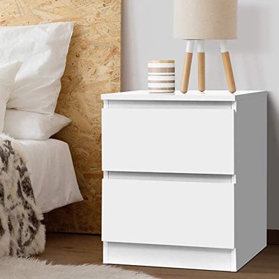 Artiss Bedside Table Timber Storage Drawers Sofa Side Table White $55.95 (RRP $99.90) @ Amazon AU