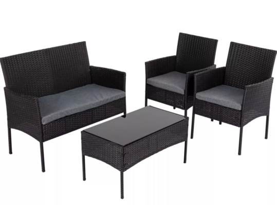 4 Seater Wicker Outdoor Lounge Set Black $296.95 (RRP $459.95) @ Dreamo