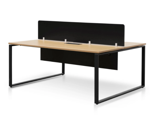 Halo 2 Seater Workstation Natural Top Black Base with Black Privacy Screen $945 (RRP $1500) @ Interior Secrets